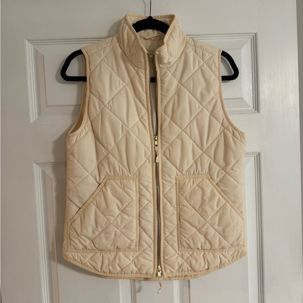 J. Crew Cream Quilted Puffer Vest in Cream